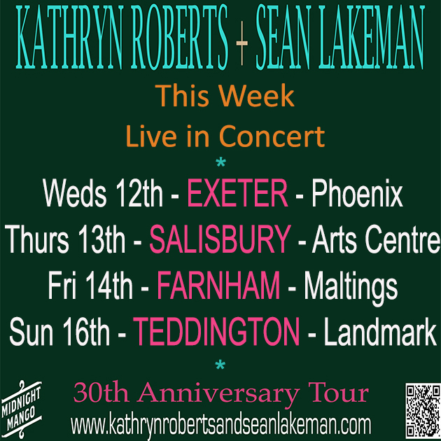 ᴋᴀᴛʜʀʏɴ ʀᴏʙᴇʀᴛs + sᴇᴀɴ ʟᴀᴋᴇᴍᴀɴ (@kathryn_sean) on Twitter photo Shows coming up this week.
12/3 <a href="/exeter_phoenix/">Exeter Phoenix</a>
13/3 <a href="/SalisburyArts/">Salisbury Arts Centre part of Wiltshire Creative</a>
14/3 <a href="/farnhammaltings/">Farnham Maltings</a>
16/3 <a href="/LandmarkArts/">Landmark Arts Centre</a>
kathrynrobertsandseanlakeman.com/tour
#folk #folkmusic #ontour #30thanniversary
<a href="/gr8musicvenues/">gr8MusicVenues</a> <a href="/musicvenuetrust/">Music Venue Trust</a> <a href="/gigsandtours/">gigsandtours</a> Shows coming up this week.
12/3 <a href="/exeter_phoenix/">Exeter Phoenix</a>
13/3 <a href="/SalisburyArts/">Salisbury Arts Centre part of Wiltshire Creative</a>
14/3 <a href="/farnhammaltings/">Farnham Maltings</a>
16/3 <a href="/LandmarkArts/">Landmark Arts Centre</a>
kathrynrobertsandseanlakeman.com/tour
#folk #folkmusic #ontour #30thanniversary
<a href="/gr8musicvenues/">gr8MusicVenues</a> <a href="/musicvenuetrust/">Music Venue Trust</a> <a href="/gigsandtours/">gigsandtours</a>