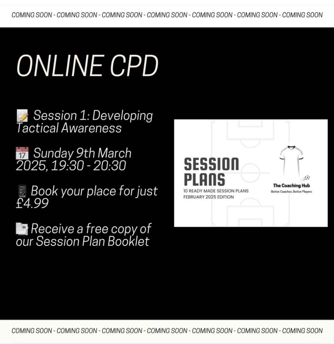 🚨 LAST CHANCE TO SIGN UP 🚨 

YOU WILL ALSO RECEIVE A FREE COPY OF OUR SESSION PLAN BOOKLET.
To secure your place, simply CLICK THIS LINK: thecoachinghub.simplybook.it/v2/
