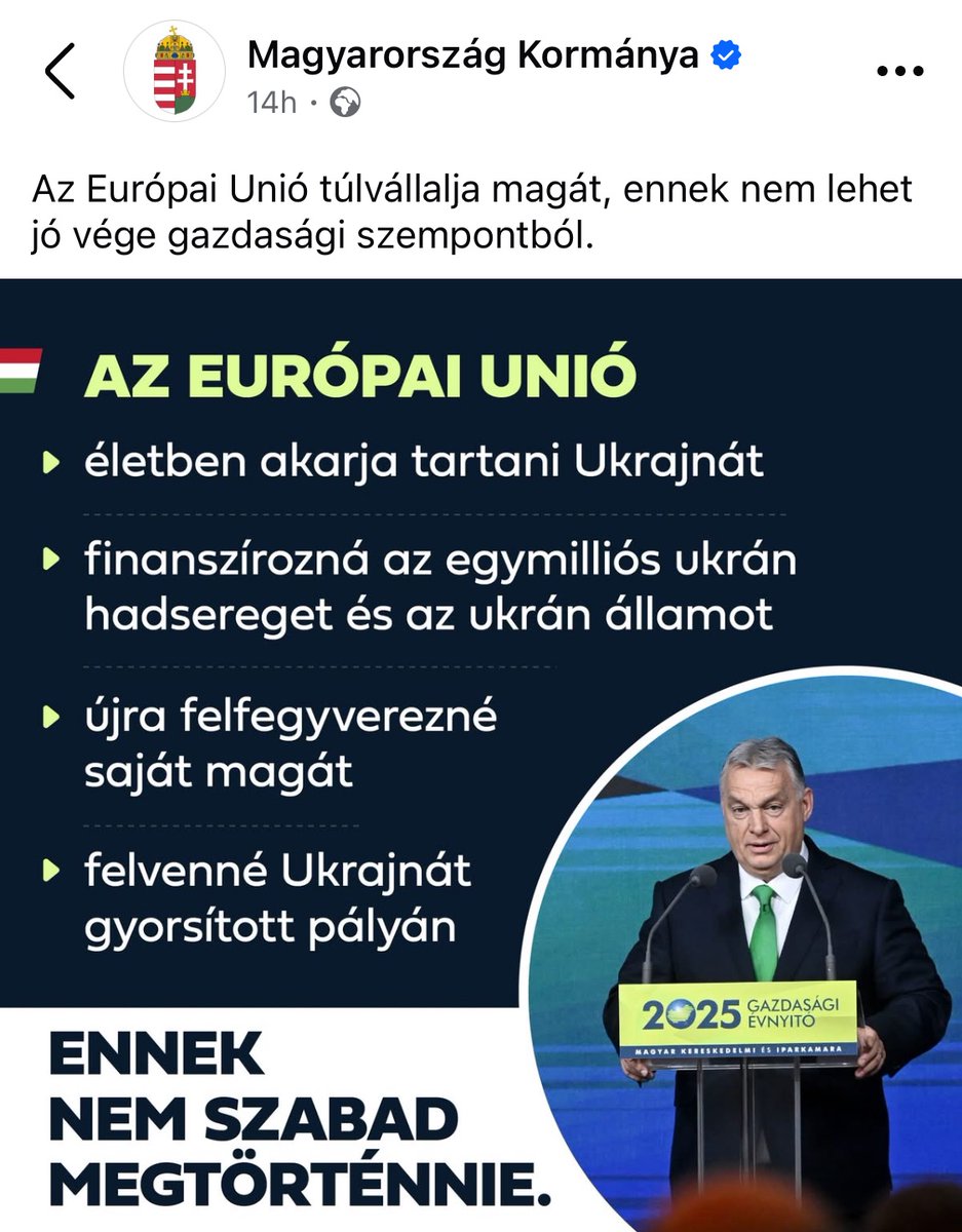 Orbán openly campaigns against the EU “keeping Ukraine alive” and strengthening its defenses. “This must not happen!” - he says.
How many rubles did you pocket for that, Viktor?

#Orbán #Hungary #EU #Ukraine #StandWithUkraine #Russia #PutinsPuppet #Geopolitics #EuropeanUnion