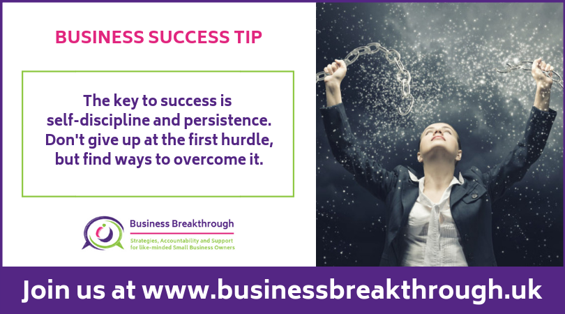IngeDowden's tweet photo. The key to success is self-discipline and persistence. Don't give up at the first hurdle but find ways to overcome it. Find out about Business Breakthrough here: https://t.co/Ftnxg5d8Hr https://t.co/8gBbEYcAvv
