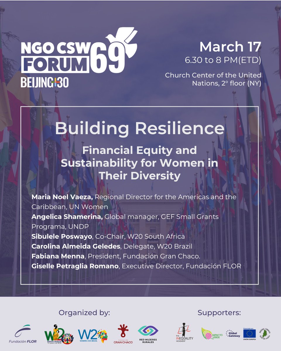 En el marco del #CSW69 en el cual se conmemoran los 30 años de #Beijing30 que representa la guía para las  políticas de genero a nivel global, vamos a estar presentes llevando las experiencias del Gran Chaco y nuestras propuestas <a href="/fgranchaco/">Fundación Gran Chaco</a> <a href="/redeschaco/">Redes Chaco</a> <a href="/FundacionFLOR/">Fundación FLOR</a> <a href="/UN_Women/">UN Women</a>