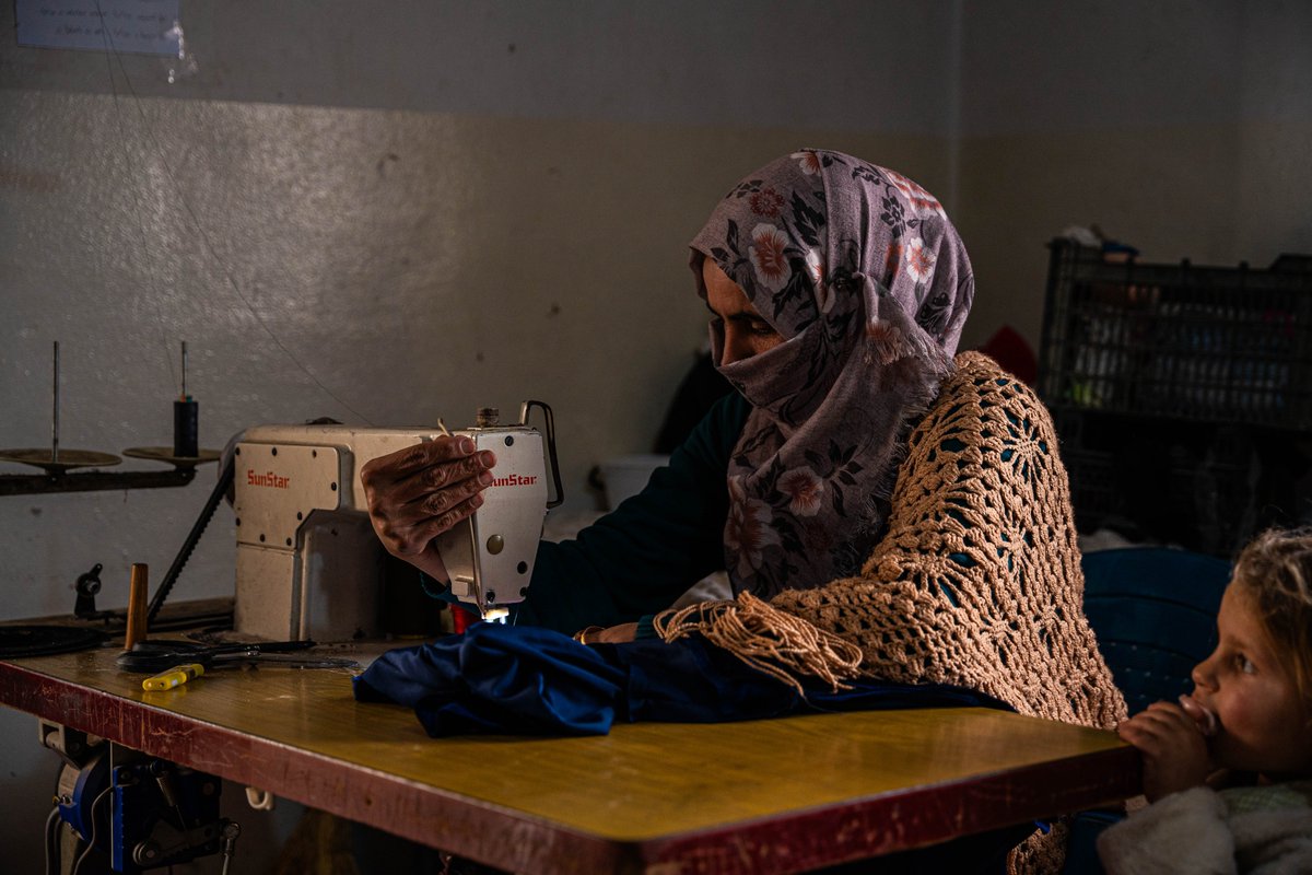 Displaced women in Syria face immense challenges: poverty, violence, and loss. Farah, a mother in northwest Syria, turned to sewing to provide for her children after losing two of them during displacement. Her story is one of strength &amp; resilience. #InternationalWomensDay #Syria