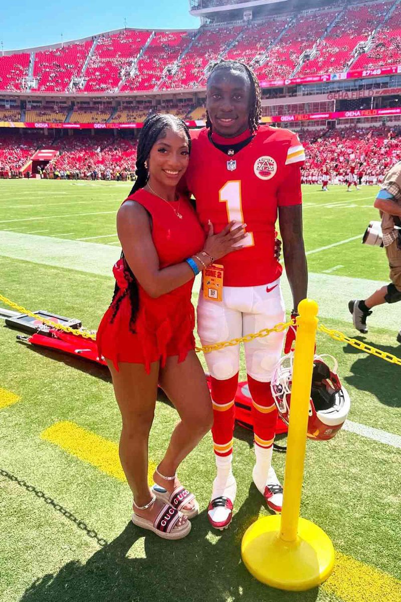 A woman will be your downfall if you chose the wrong one.
☝️ 

Xavier Worthy who plays for the Chiefs hired a private investigator and he caught his fiancée Hurdle World Record Holder Tia Jones cheating on him. 

He asked her to leave his house and she refused. 

She put hands on