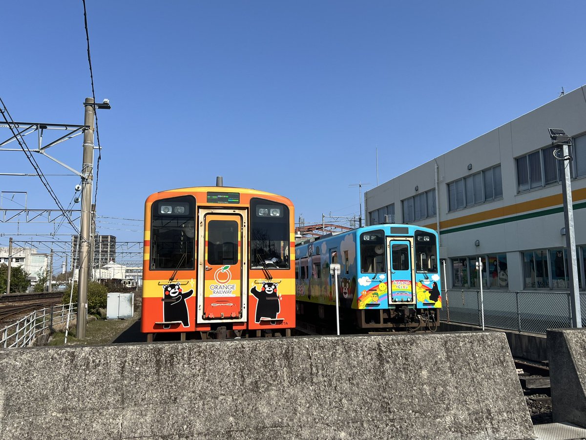 くまモンラッピング列車は3種類いますよ〜😊⟡.·