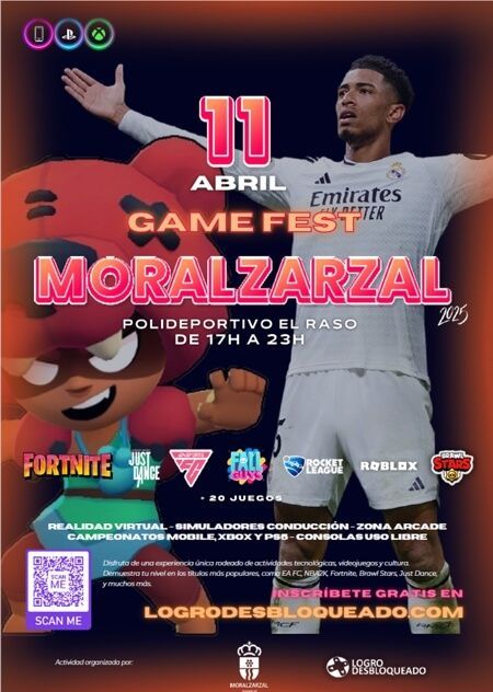 Moralzarzal's tweet photo. ¡Disfruta de una experiencia única con #videojuegos en #Moralzarzal ! Viernes 11 de #abril, desde las 17.00h hasta las 23.00 horas, te esperamos en el Pabellón de El Raso, en la III Feria del #Videojuego #GameParty. https://t.co/Jn5WkyodaR https://t.co/IZB4cqFj9g