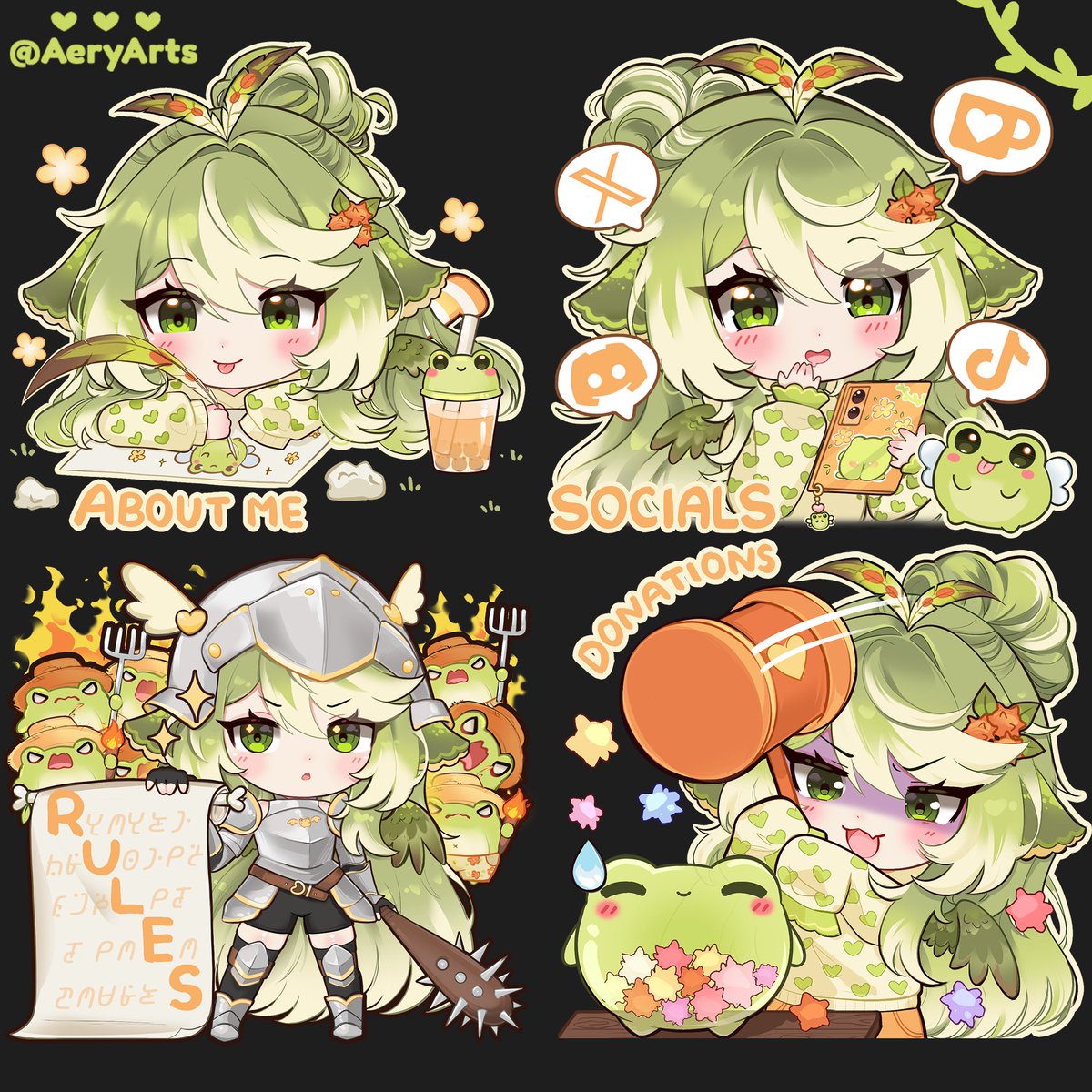 AeryArts's tweet image. I'm  excited to show you how my ready Twitch panels look together!! Aren't they so cute 🥹