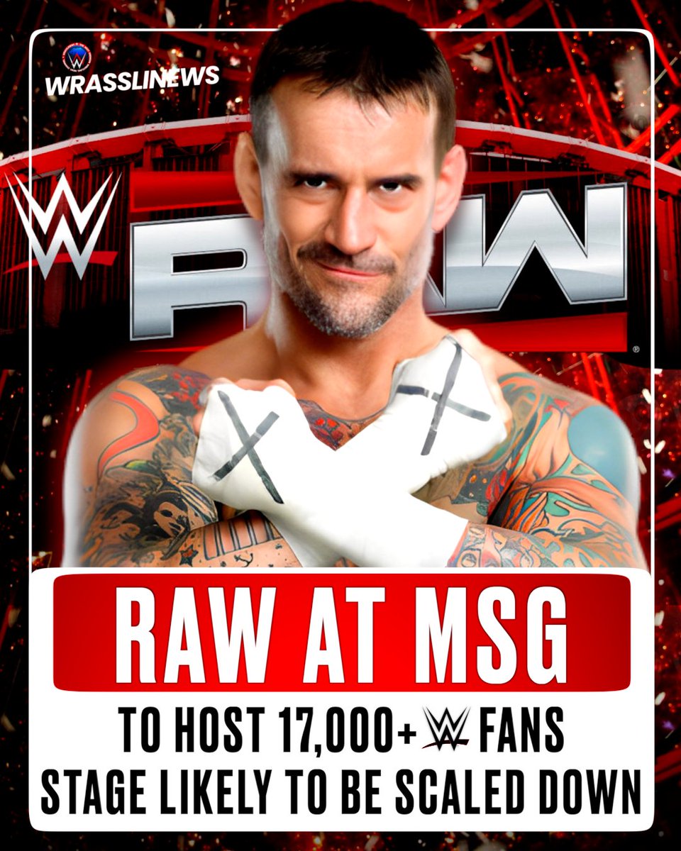 WWE Raw at MSG is expected to host 18,000+ fans, with a smaller stage setup to fit the massive crowd.
#RAWMSG #WWEMSG #WWERaw