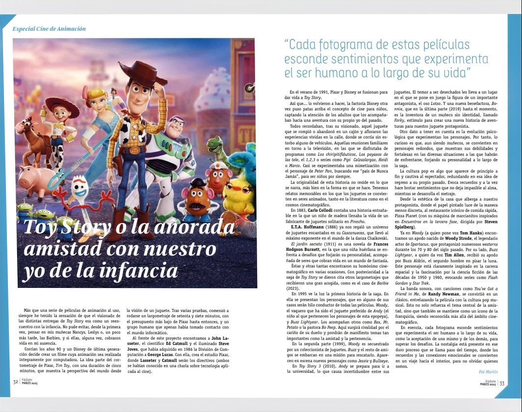 La revista Fila Siete,  acaba de lanzar un monográfico, sobre el Cine de Animación. 
Aquí os dejo mi contribución, con esta oda a la amistad y a la nostalgia.