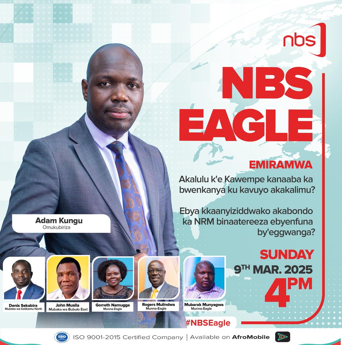 This Sunday at  4pm NBS Eagle will be ur TV screen and Afromobile
#NBSEagle