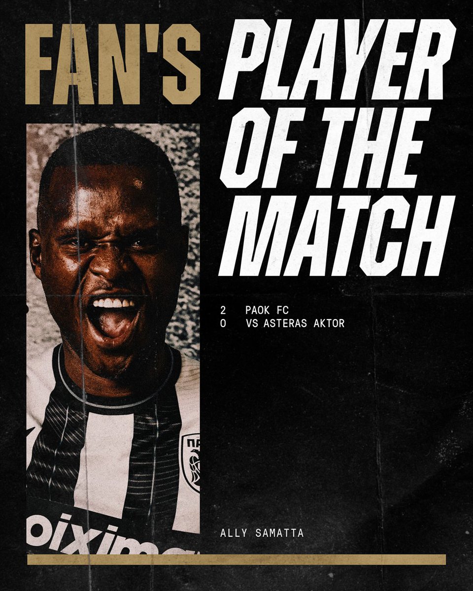 PAOK_FC's tweet photo. #FansMVP Πολυτιμότερος κόντρα στον Asteras AKTOR ο #Samatta! #StoiximanSuperLeague #stoiximan #slgr #PAOK #OurWay
➡️ https://t.co/0kZSM35yfn https://t.co/uEwWfJjHFT