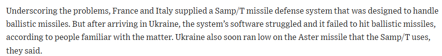 "The U.S. accounts for over half of Ukraine’s foreign supplies of the important 155mm artillery shells, according to one person familiar with the matter. Even with U.S. shells, Ukraine currently is able to fire one for every three Russia does, that person said...

Underscoring