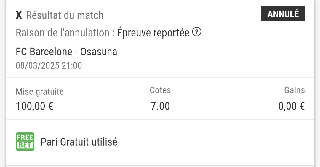 <a href="/bwin_France/">bwin🔞</a> 🤮vous ne comptez vraiment pas rembourser les paris gratuits utilisés sur ce match ? (Annulé en raison d'un décès) ? 

 J'attends un geste commercial, tous vos concurrents l'ont fait <a href="/Betclic/">Betclic 🔞</a>
<a href="/WinamaxSport/">Winamax Sport 🔞</a>
<a href="/UnibetFrance/">Unibet France 🔞</a> <a href="/ParionsSport/">ParionsSport en Ligne 🔞</a> <a href="/MediaParieurs/">Le Média Parieurs</a>