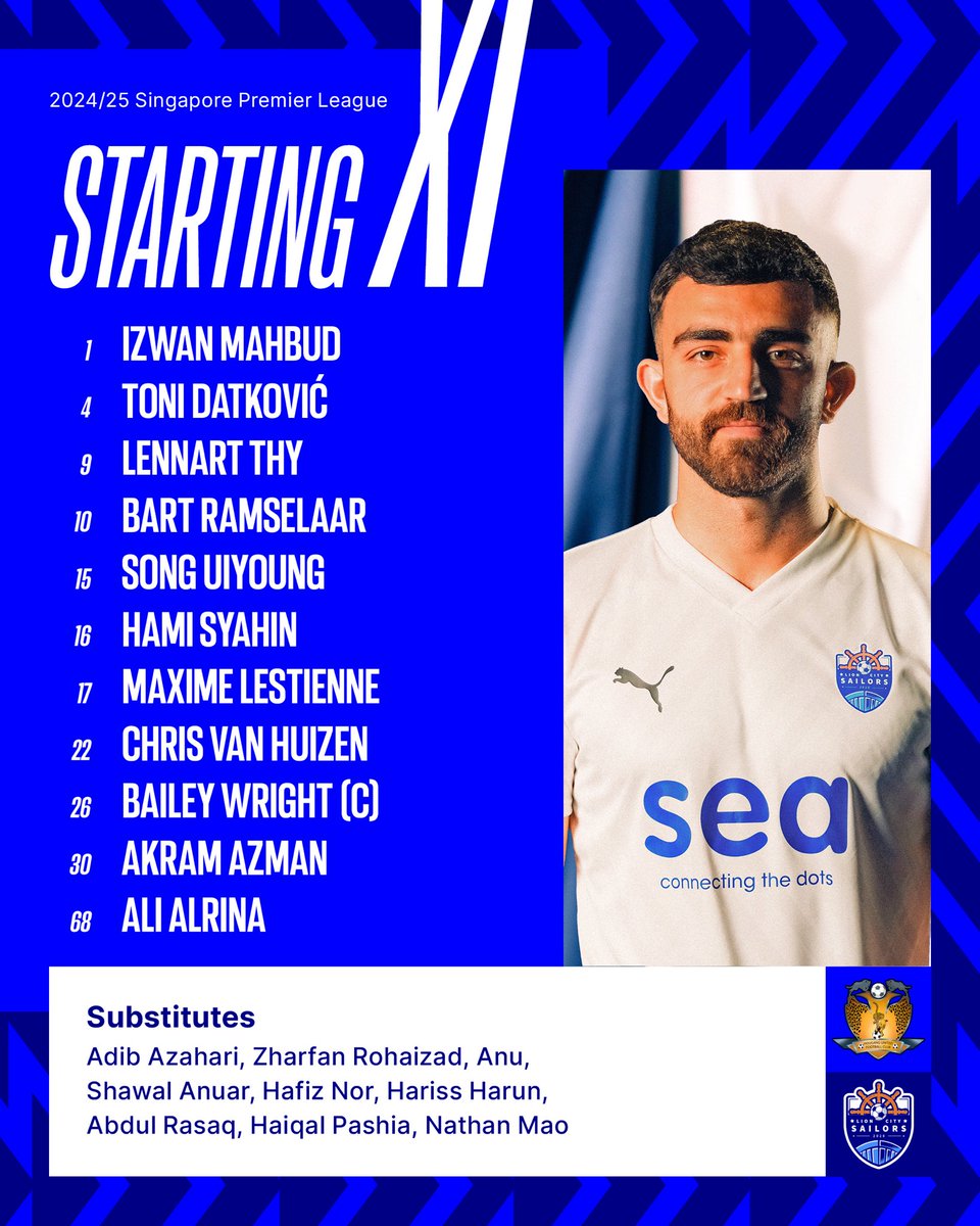 lioncitysailors's tweet photo. ⚓️ Team News

Here’s how we line up for our #SPL tussle with the Cheetahs tonight! 🙌

#allhandsondeck #lioncitysailors #HOULCS https://t.co/v7GYd4f99x