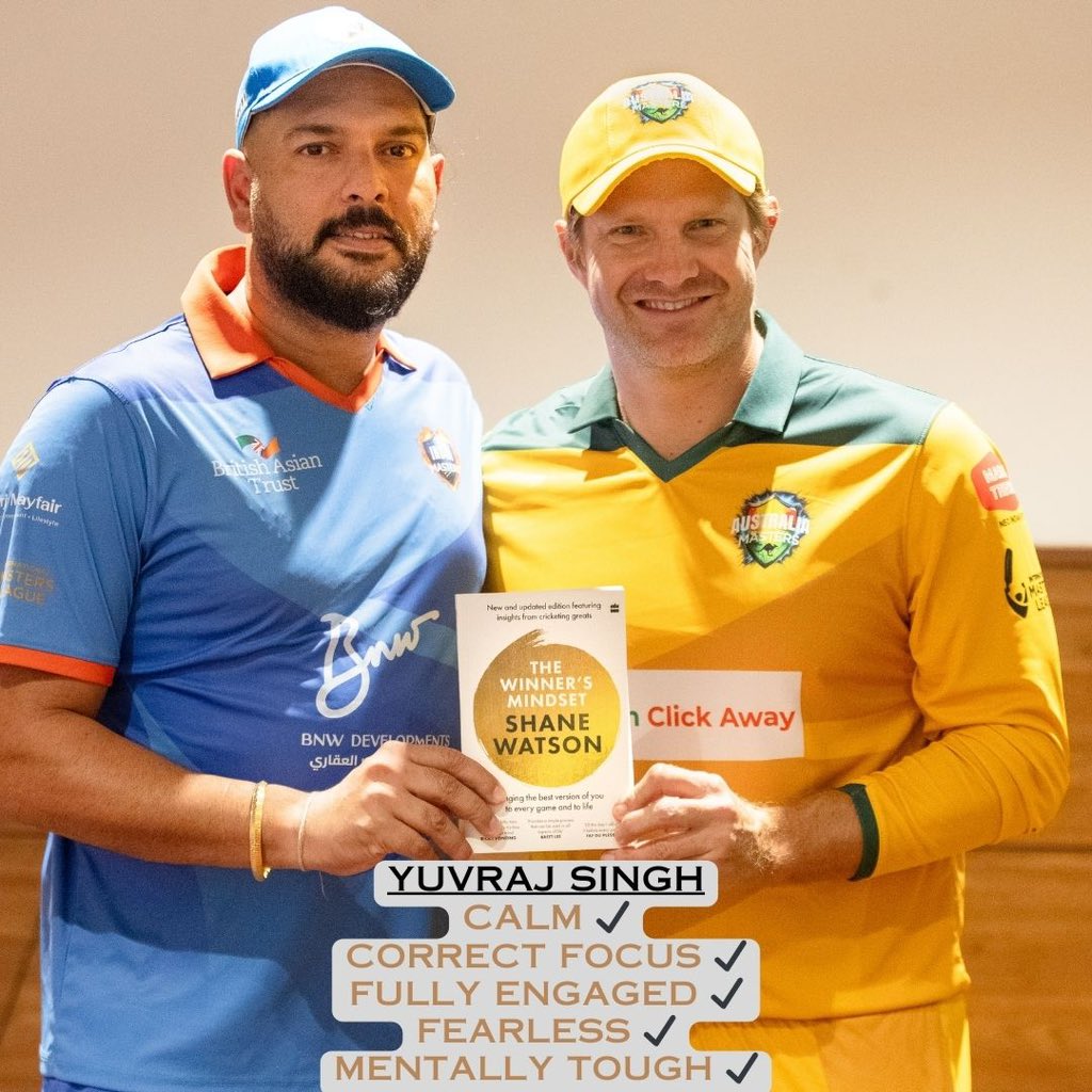 Shane Watson (@shanerwatson33) on Twitter photo In 2011, <a href="/YUVSTRONG12/">Yuvraj Singh</a> mastered his mind—blocking out pressure, noise, and expectations to become the Player of the Tournament and help India lift the World Cup.
Last night at <a href="/imlt20official/">INTERNATIONAL MASTERS LEAGUE</a>, his brilliance was on display again. A legend on the field, and one of the best humans In 2011, <a href="/YUVSTRONG12/">Yuvraj Singh</a> mastered his mind—blocking out pressure, noise, and expectations to become the Player of the Tournament and help India lift the World Cup.
Last night at <a href="/imlt20official/">INTERNATIONAL MASTERS LEAGUE</a>, his brilliance was on display again. A legend on the field, and one of the best humans
