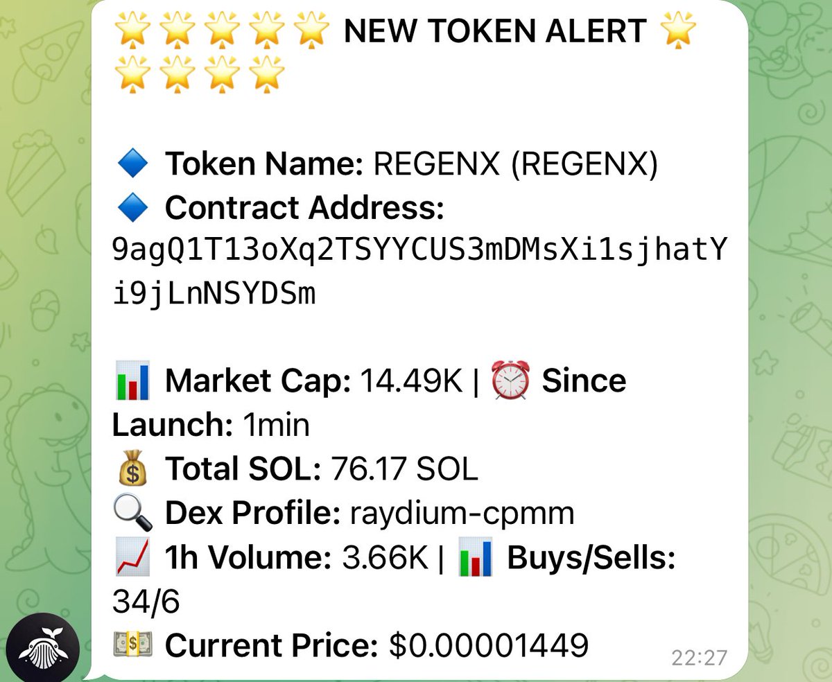 sutralabs's tweet image. Kujira Bot called $REGENX at 14.49K market cap. 

So far @RegenXOFFICIAL hit an ATH of 317K therefore giving gains of 21.88X thus far and 5.34X from the last tweet 🚀

It is currently sat at 264.9K market cap with a 6HR volume of $12K.