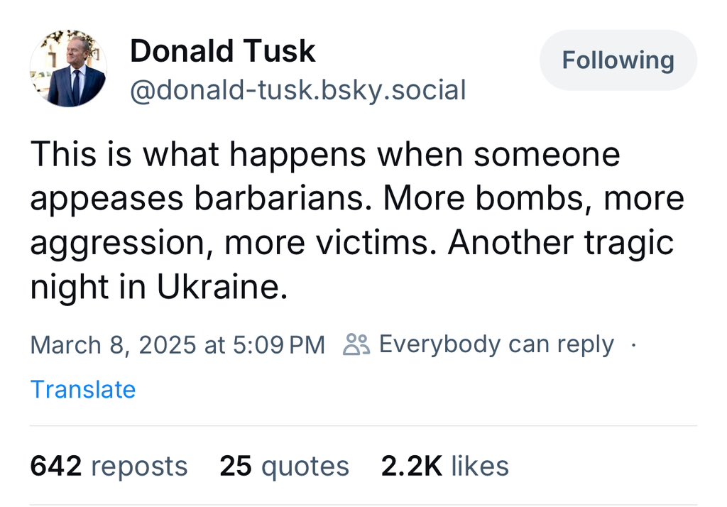 Hi <a href="/AmySedghi/">Amy Sedghi</a> and <a href="/guardian/">The Guardian</a> <a href="/guardiannews/">Guardian news</a> why do you support this Fascist place by reporting statements from <a href="/donaldtusk/">Donald Tusk</a> as only on This Place and not on BS?