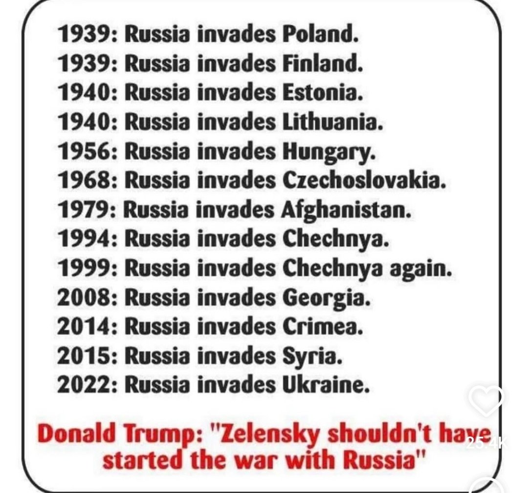 SweetHurty's tweet photo. @TheNewPolicy @elonmusk @AdamLowisz Putin ONLY wants wars and his neighbours' lands. "2001: Russia invaded Moldova" is missing in this list. https://t.co/alyby5iYcw