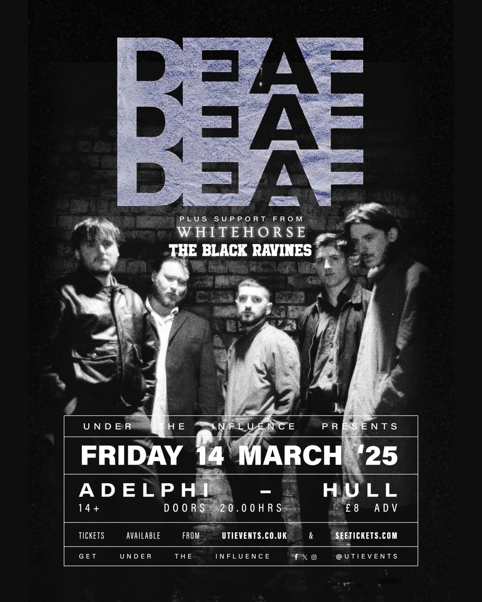 Under The Influence (@utievents) on Twitter photo THIS WEEK // Manchester shoegaze/post-punkers <a href="/deafdeafdeaff/">DEAFDEAFDEAF</a> bring their unique sound to #Hull's <a href="/TheAdelphiClub/">The New Adelphi Club</a>, with support from <a href="/whitehorseband_/">Whitehorse</a> (the new band from The Blinder's Thomas Haywood) and local legends <a href="/theblackravines/">The Black Ravines</a>.
📅 Friday 14 March
🎟 bit.ly/UTIEventsTicke… THIS WEEK // Manchester shoegaze/post-punkers <a href="/deafdeafdeaff/">DEAFDEAFDEAF</a> bring their unique sound to #Hull's <a href="/TheAdelphiClub/">The New Adelphi Club</a>, with support from <a href="/whitehorseband_/">Whitehorse</a> (the new band from The Blinder's Thomas Haywood) and local legends <a href="/theblackravines/">The Black Ravines</a>.
📅 Friday 14 March
🎟 bit.ly/UTIEventsTicke…