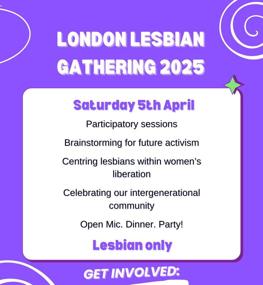 Less than one month til our London Lesbian Gathering on Saturday 5th April.

Message us to come along.