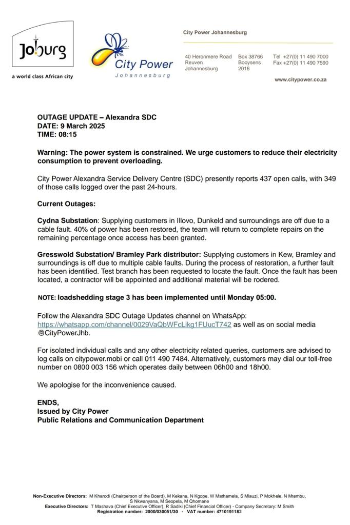 natdna's tweet photo. @CityPowerJhb @ 08:15am you posted 40%  power had been restored. it's pointless to report power cuts &amp; to follow your updates whilst you planned to switch off electricity from Cydna for 3 days. These power outages are planned. There's no fault to begin with, that why you don't appoint anyone https://t.co/QWOS2HEhUS