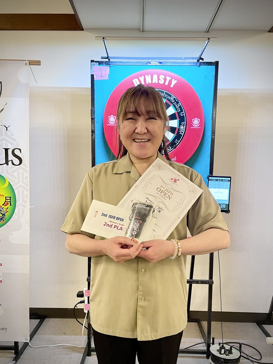 JSFD_official's tweet photo. 【第2回 JSFD OPEN 】

レディースシングルス

優勝　
 林 桃加 選手

準優勝
 津久井 陽子 選手

三位　
 坂口 優希恵 選手
 佐渡 朋 選手

入賞された選手の皆様
おめでとうございます㊗️

#JSFDOPEN
#darts https://t.co/Jj3hzPIHJC
