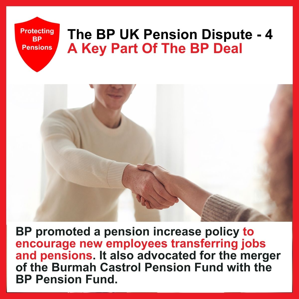 The Facts of the BP UK Pension Dispute – Part 4
The BP Pension Scheme’s Pension Increase Policy (PIP) is a key part of BP employment ‘deal’. <a href="/bp_plc/">bp</a>  promoted the PIP to attract new employees, encouraging them to transfer both their employment and pension arrangements to BP.