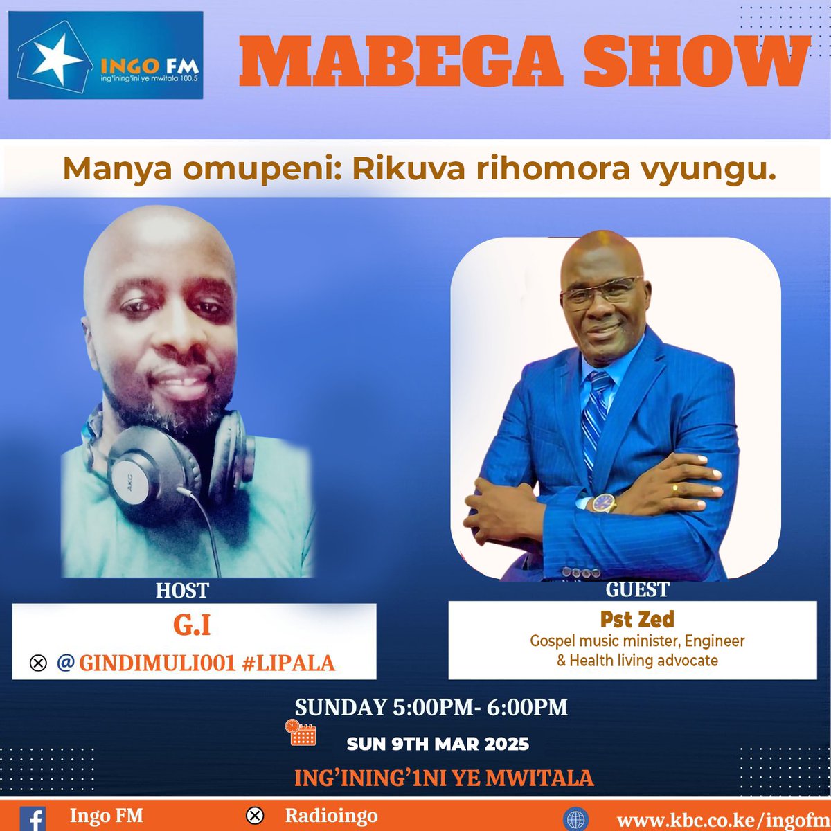 Radioingo (@radioingo) on Twitter photo #Mabegashow ndio inatesa sasa 3pm-8pm na <a href="/gindimuli001/">GodfreyIndimuli (G.I)</a> nyimbo za injili inafaa kufanya kazi gani maishani mwako?hambi mwosi mu #Lipala #Mabegashow ndio inatesa sasa 3pm-8pm na <a href="/gindimuli001/">GodfreyIndimuli (G.I)</a> nyimbo za injili inafaa kufanya kazi gani maishani mwako?hambi mwosi mu #Lipala