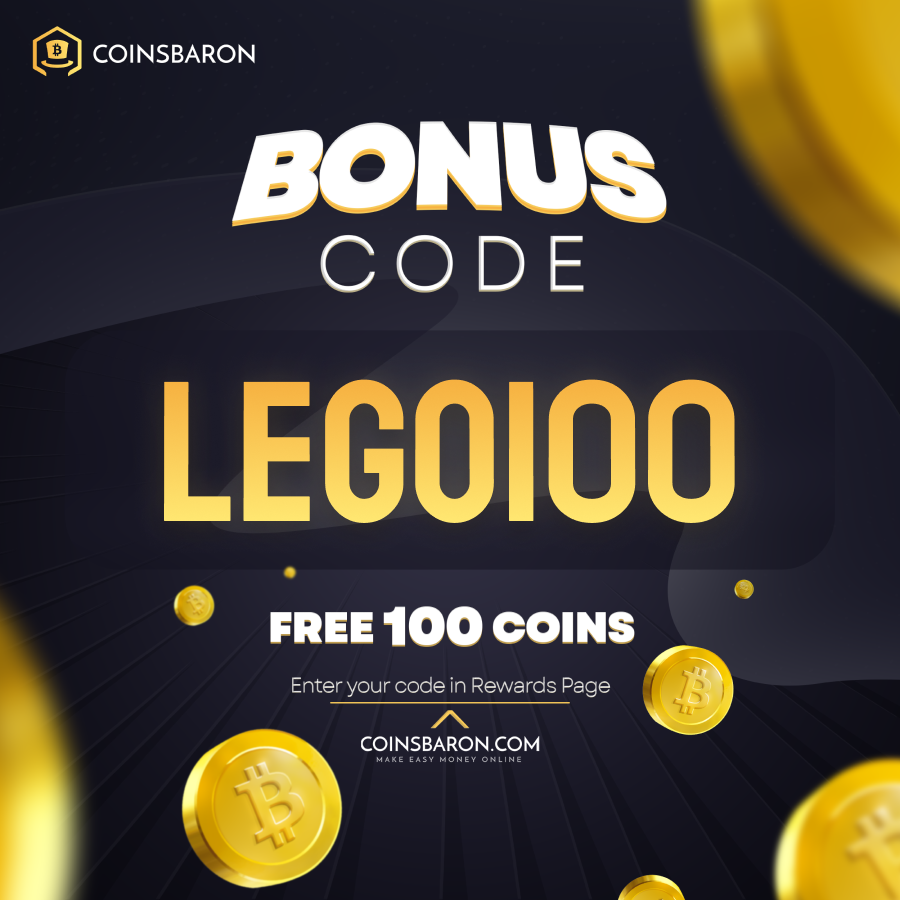 CODE DROP🔥

We have a small surprise for you. 100 coins for the first 100 people!💯

What to do to get it? 🎯

Just two steps:
1️⃣ Go to the website and register through this link -> coinsbaron.com
2️⃣ In the rewards tab, enter the code: „LEGO100”

Enjoy! 🎁

#promocode