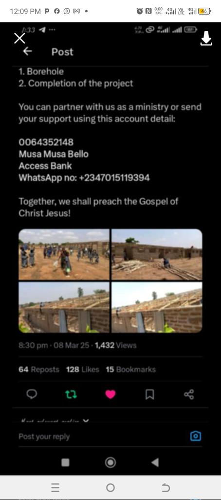 ukpo_daniel's tweet photo. DISCLAIMER🚫🚫🚫🚫🚫🚫
My attention was captured by a Twitter post where someone is using our mission building image to solicit money from others.

Please do not fall victim to this scam.

This is an act of utmost wickedness. We are constructing in a mission field, and yet https://t.co/tqiAKDypMJ