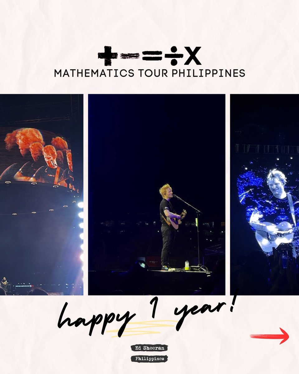 EdSheeranPH's tweet photo. happy anniversary Mathematics Tour Manila! Alot of choas happened that day, what was your core memory? Share it with us! 🥹

mahal ka namin @teddysphotos ! 

💛💙❤️💚🧡

#edsheeran #mathematicstour #sheerio #fyp https://t.co/6eeRjPGjQL