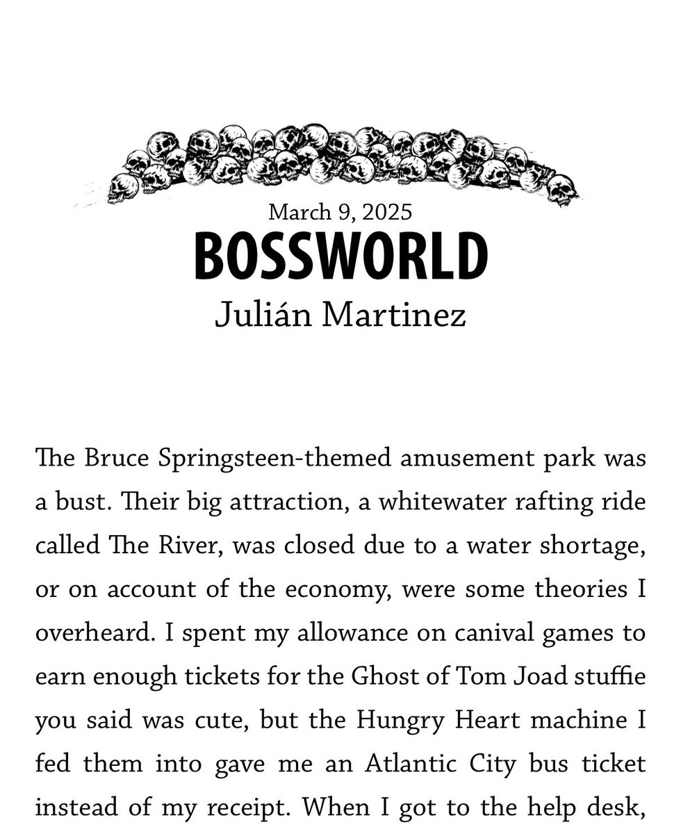 martinezfjulian's tweet image. New short short story out in @havehadhavehad today! Thanks to @JordanHamel_ for picking up this Bruce Springsteen nerdfest— we love you, Boss

havehashad.com/hadposts/bossw…