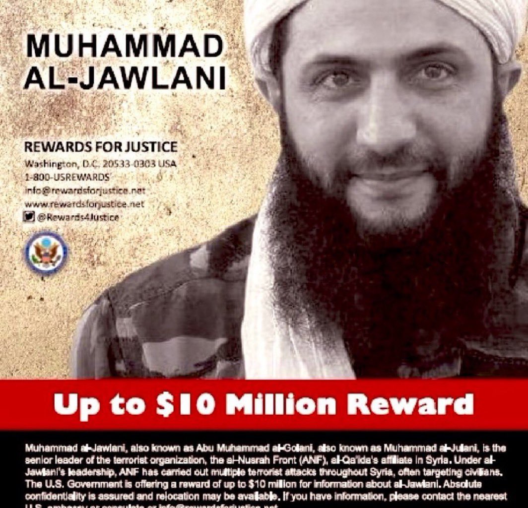 "Under Jolani's leadership, Al Nusra Front has carries out multiple terrorist attacks throughout Syria, targeting civilians."

Long before he put on the suit.