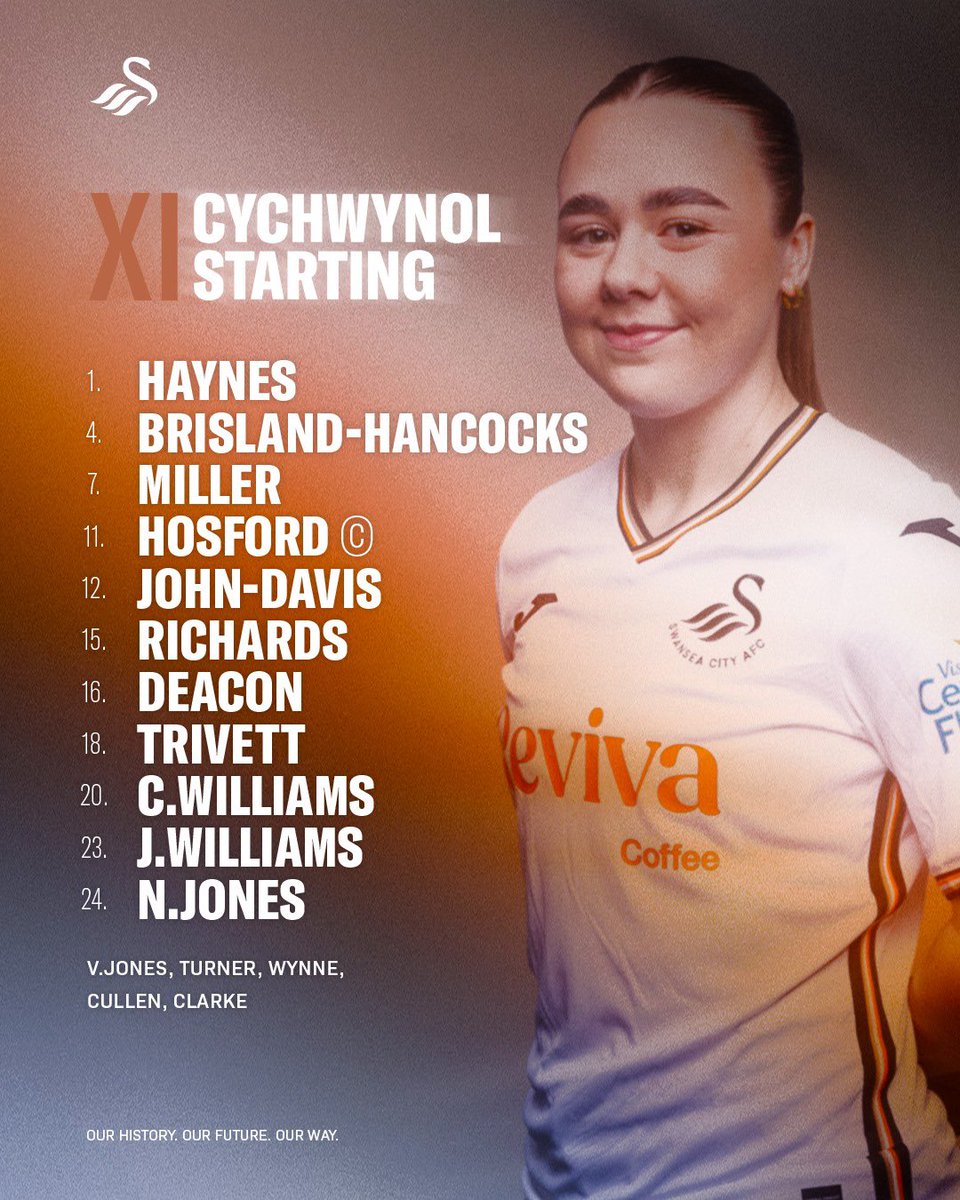 ⚠️ 𝗦𝗧𝗔𝗥𝗧𝗜𝗡𝗚 𝗫𝗜 ⚠️

Here's how the #Swans line up for this evening’s #GeneroAdranPremier fixture 🆚 Cardiff Met.
