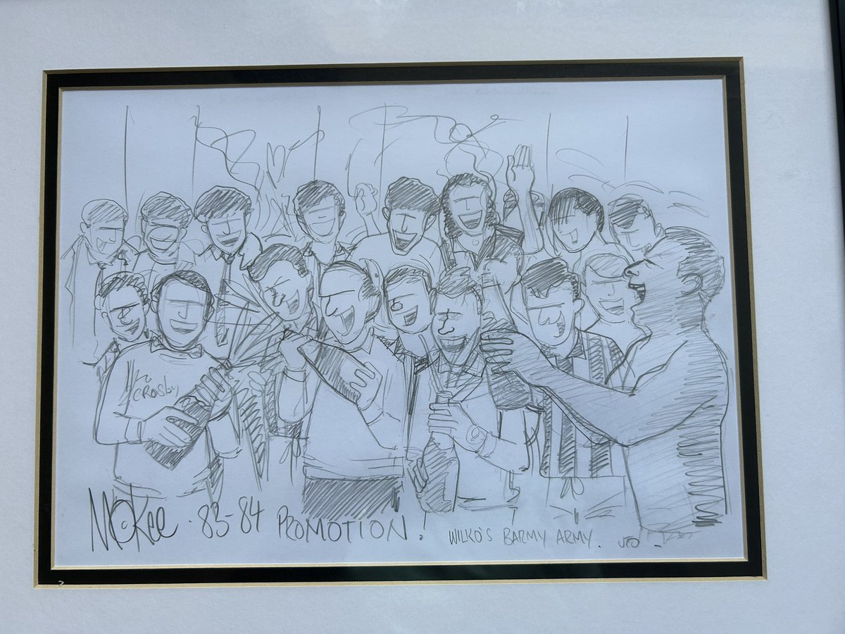thejackson's tweet image. A lovely gift from a neighbour.  A 1/1 original pencil drawn Pete McKee of @swfc 1983/4 promotion winning squad with Howard Wilkinson in charge. Can you name the players? #SWFC #PeteMcKee
