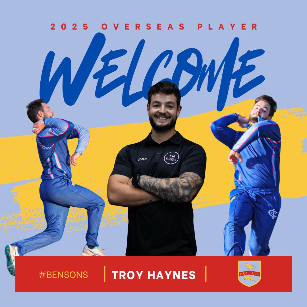 🚨PLAYER ANNOUNCEMENT🚨

We are delighted to announce Troy Haynes as our overseas player for the 2025 season! 

Troy, a fast opening bowler and hard hitting middle order batsmen, joins us from Ivanhoe Saints Cricket Club in Victoria, Australia 🇦🇺 #bensons