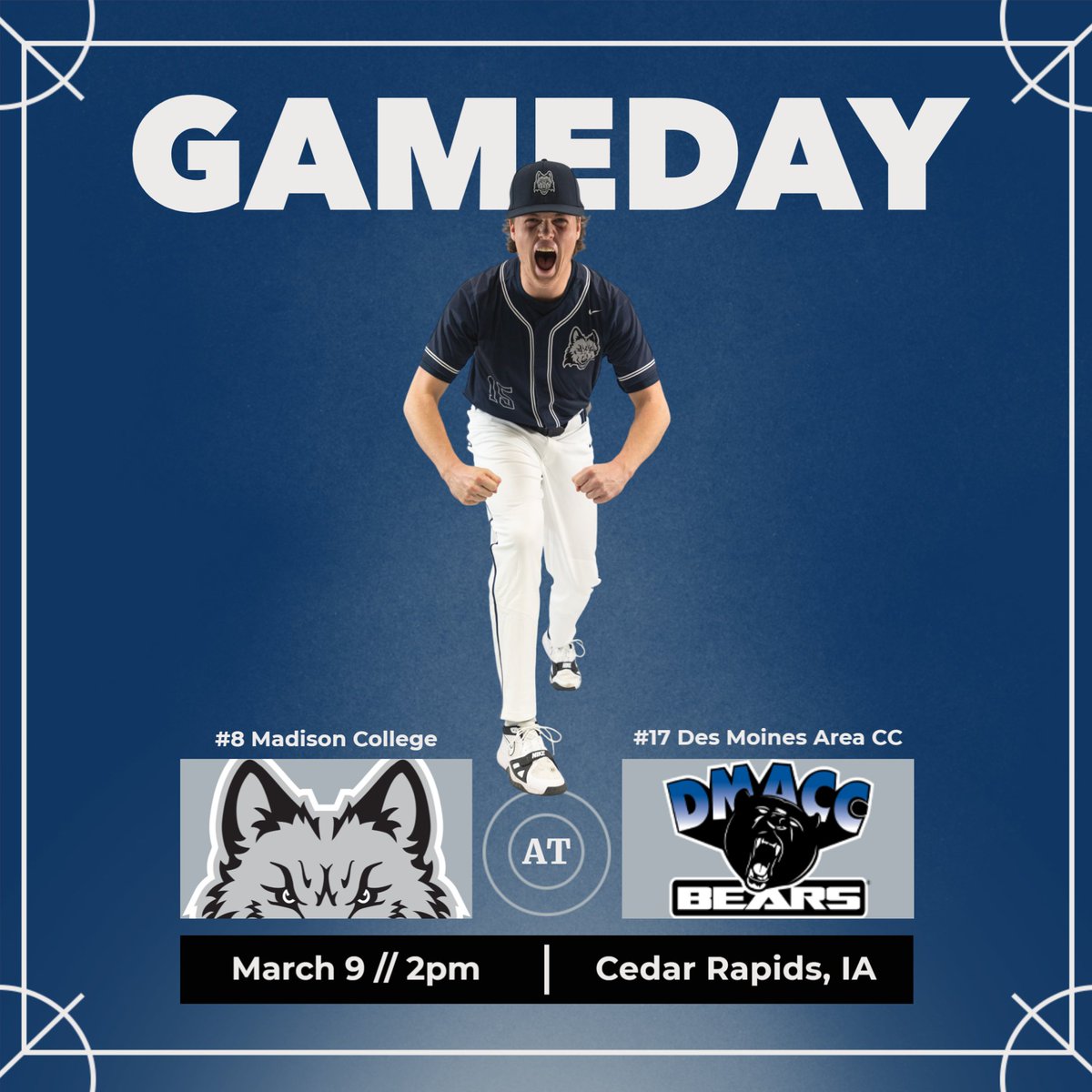 𝕊𝔼𝔸𝕊𝕆ℕ 𝕆ℙ𝔼ℕ𝔼ℝ
Impromptu start to the 2025 season features a NJCAA Top 20 showdown with #8 WolfPack taking on #17 DMACC!🐺
⚾️Played at Mount Mercy Univ. in Cedar Rapids, IA
⚾️Follow live stats via GameChanger app
⚾️No live stream