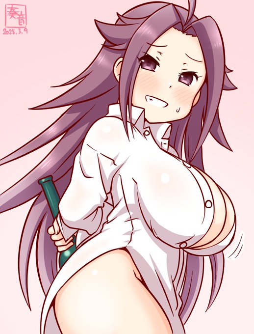 「提督ぅ、お疲れさんっ♪
 …えっ? の、呑んでなんかないよぉ?素面だよぉ」

#艦これ版真剣お絵描き60分一本勝負_20250309
#隼鷹 