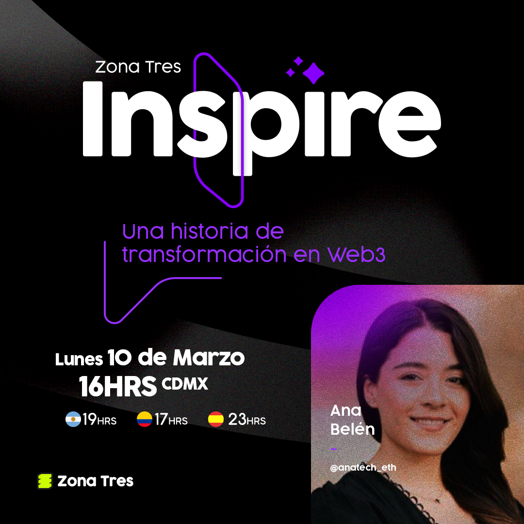 waylearnlatam's tweet photo. 📢 ¡Iniciamos el mes con el primer Inspire! 🚀

Mañana nos acompañará @AnaTech_eth   para hablar de transformación en Web3: oportunidades, desafíos y cómo hacer que las cosas pasen en este ecosistema.

💡Únete a la conversación: https://t.co/2t4x0ksYh3 https://t.co/1wCuL96wEi