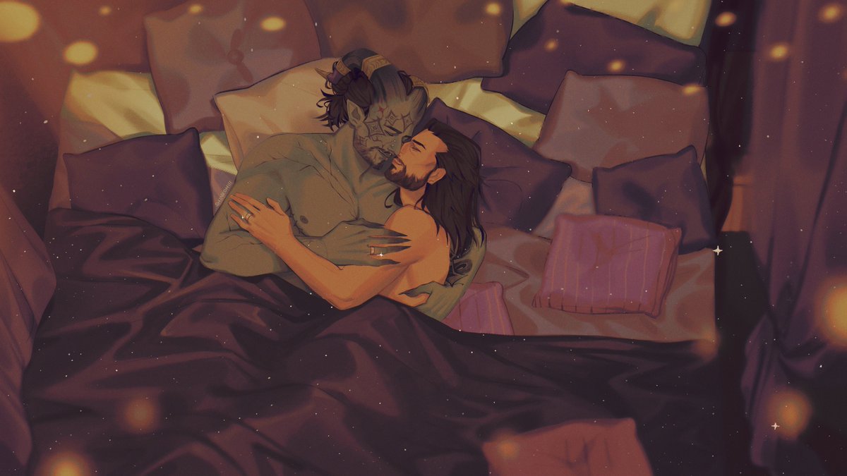 𝜗𝜚 ࣪˖ ִ𐙚  tell me this ends with me asleep in your arms and i will kill any god you ask

Lucanis and Dixon finally getting some much needed and well deserved rest 🥹💕 thankyou <a href="/shinkomiii/">🌼</a> for this wonderful commission 💞✨