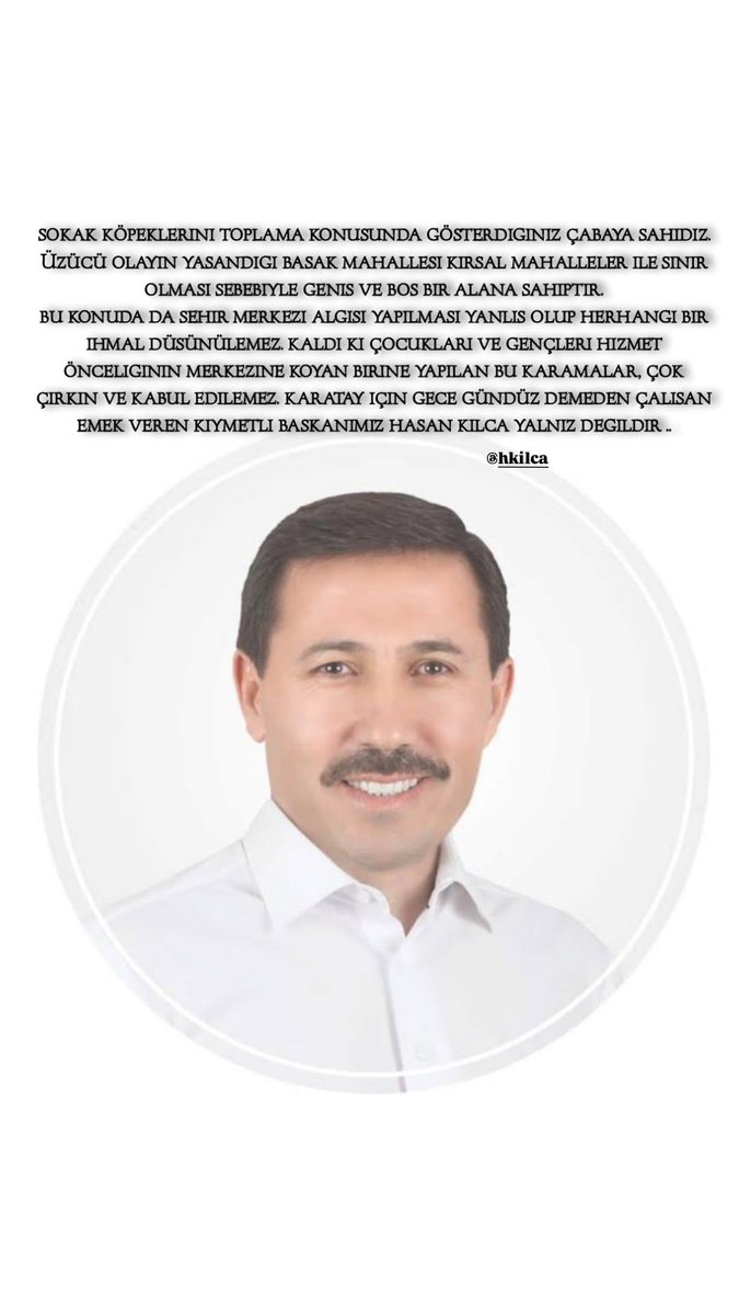 Karatay için gece gündüz demeden canla başla mücadele veren <a href="/hkilca/">Hasan KILCA</a> başkanımızın çalışmalarına tüm Konya şahittir. Kasıtlı şekilde yapılan çirkin saldırılar amacına ulaşamayacaktır. #BizimMeram yanınızda... #HasanKılcaYalnızDeğildir