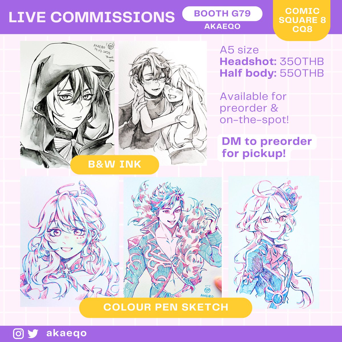 my catalog for #comicsquare8 !! (1/2)
📍booth G79

it's my first time boothing in Thailand! i can't speak Thai🥹 but i'm super excited! see you there!😙💞
#cq8