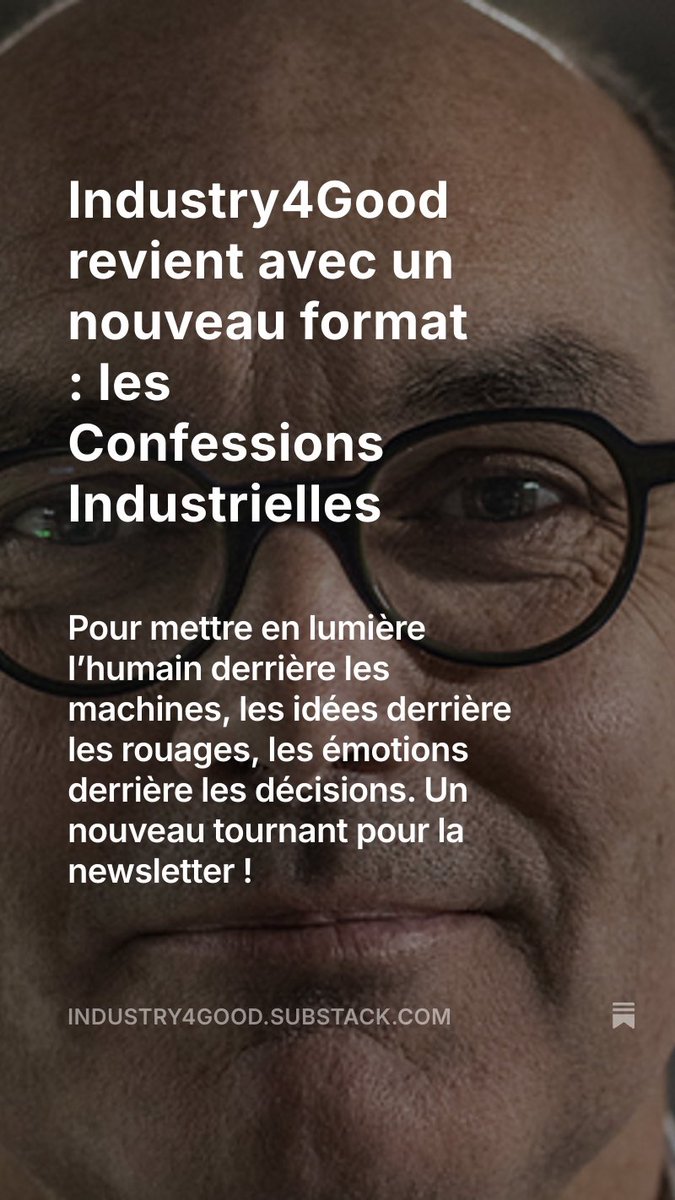 Industry4Good® (@industry4good) on Twitter photo On parle souvent d’industrie en chiffres et en machines. Mais ce qui la fait vraiment, ce sont les femmes et les hommes qui y consacrent leur énergie, leurs idées, leurs doutes.
🗣️ Premier invité des #ConfessionsIndustrielles : <a href="/LoicHenaff/">≡ Loïc Hénaff🤿</a>
👉👉👉 industry4good.substack.com/p/nouveau-form… On parle souvent d’industrie en chiffres et en machines. Mais ce qui la fait vraiment, ce sont les femmes et les hommes qui y consacrent leur énergie, leurs idées, leurs doutes.
🗣️ Premier invité des #ConfessionsIndustrielles : <a href="/LoicHenaff/">≡ Loïc Hénaff🤿</a>
👉👉👉 industry4good.substack.com/p/nouveau-form…