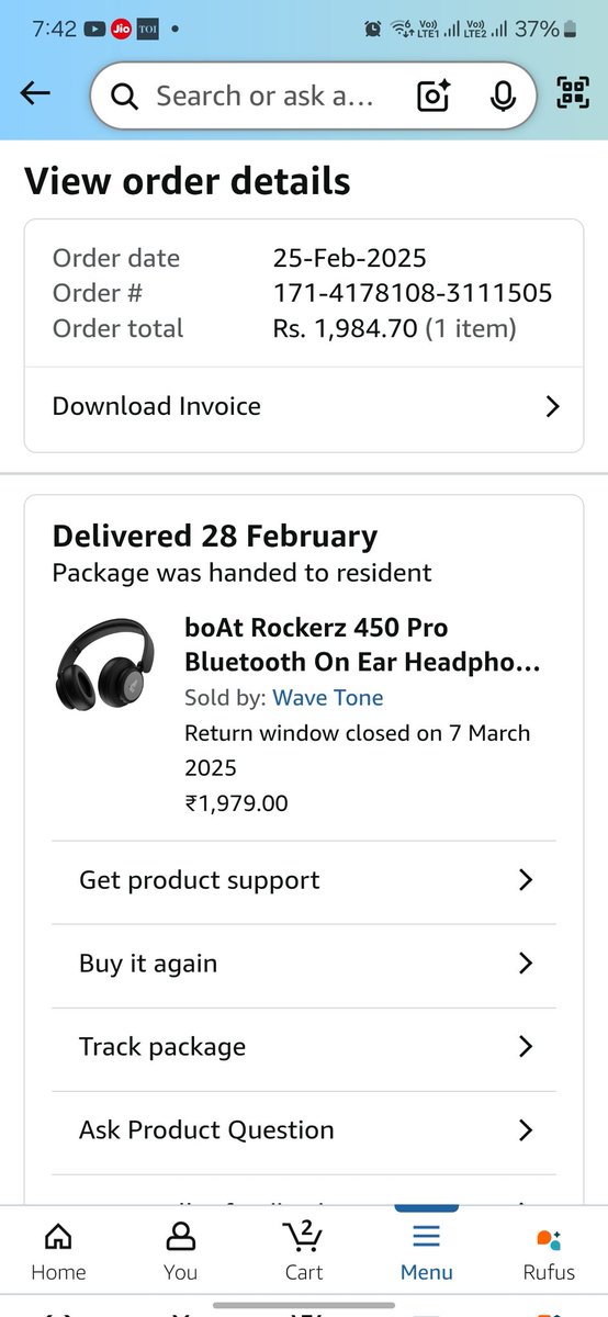 LokeshRami's tweet photo. @amazonIN 
I have ordered boat Headphone on 28th I have got used product and box damaged I have contacted on 28th feb amazon they told after 72 hours we will help out to return this product  after 72hours I have contact again amazon they told it will be Replacement by new product https://t.co/eGj34DiOp9