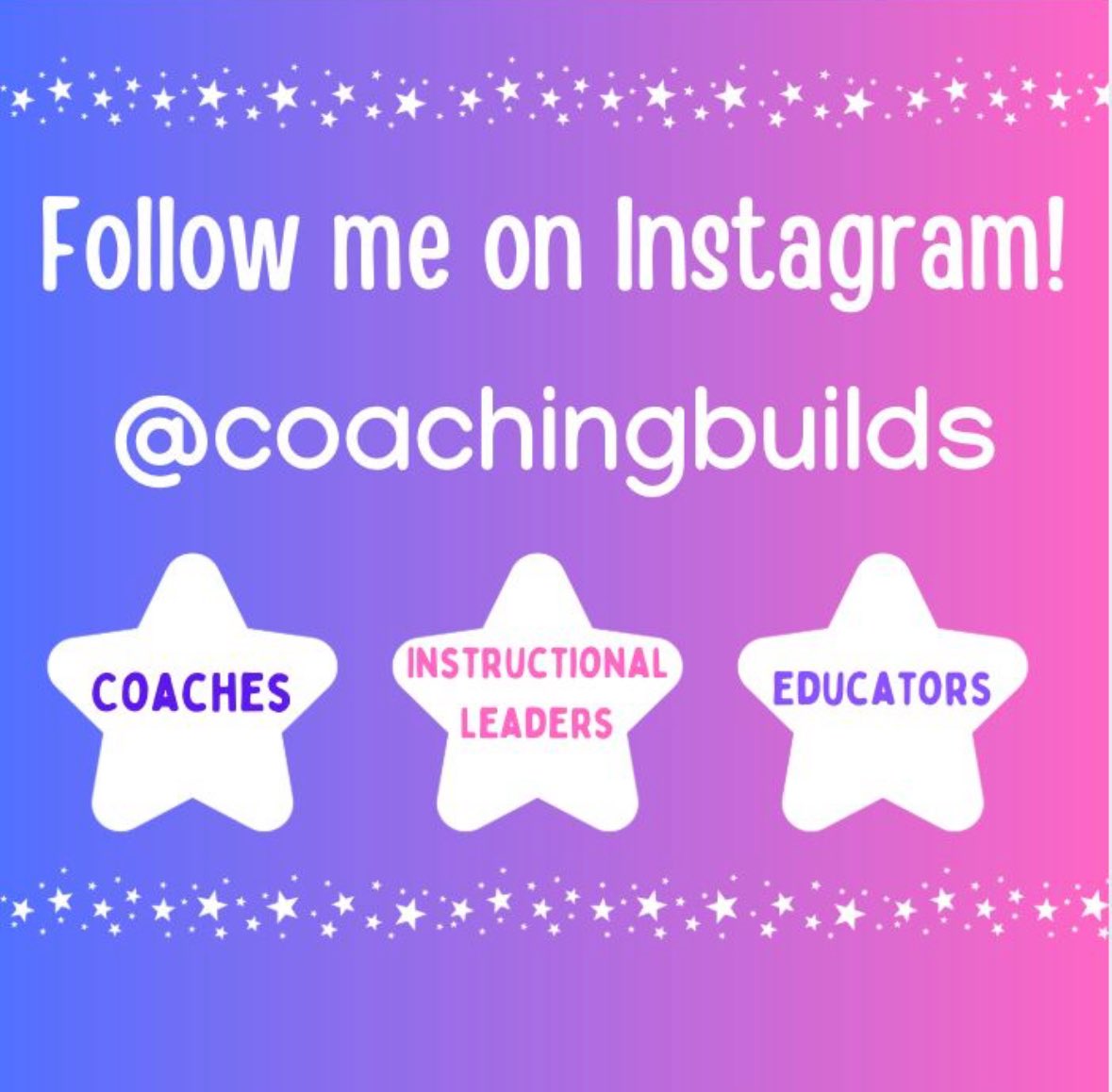 I'm trying something new &amp; I'm having a blast! Come follow along as I share stories from the field of #InstructionalCoaching! Together, let's build!  instagram.com/coachingbuilds…