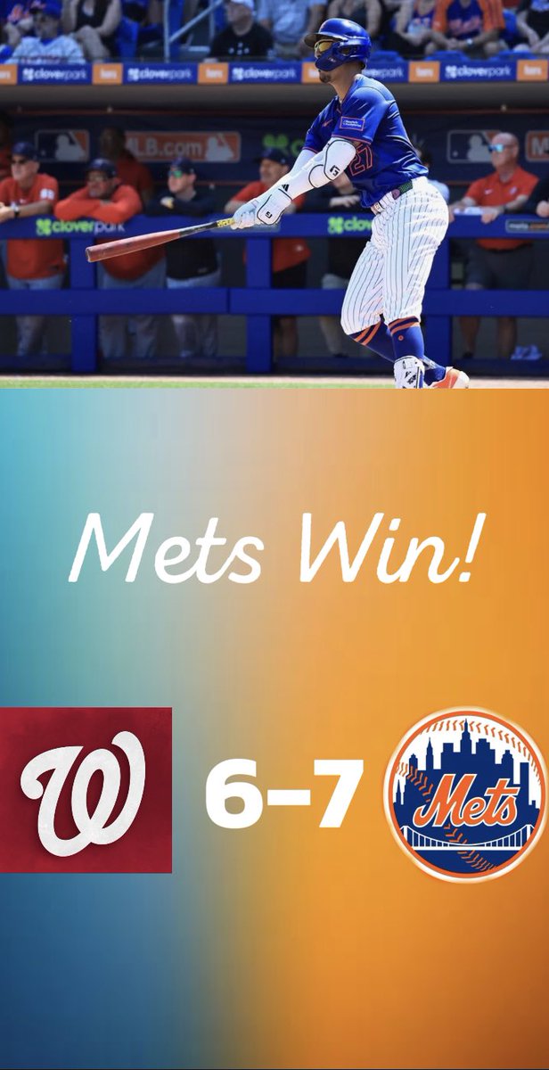 NicholasFasull1's tweet photo. AND THE BALLGAME IS OVER!!!! METS WIN!!!!! METS BEAT THE NATIONAL!!!!! CLAY HOLMES WAS GREAT!!!!!
#Mets (7) #Nationals (6)
WE IMPROVE TO 6-8-2 ON THE SPRING!!!!
#LGM #MetsWin #SpringTraining25 https://t.co/ayKkHWfUhP