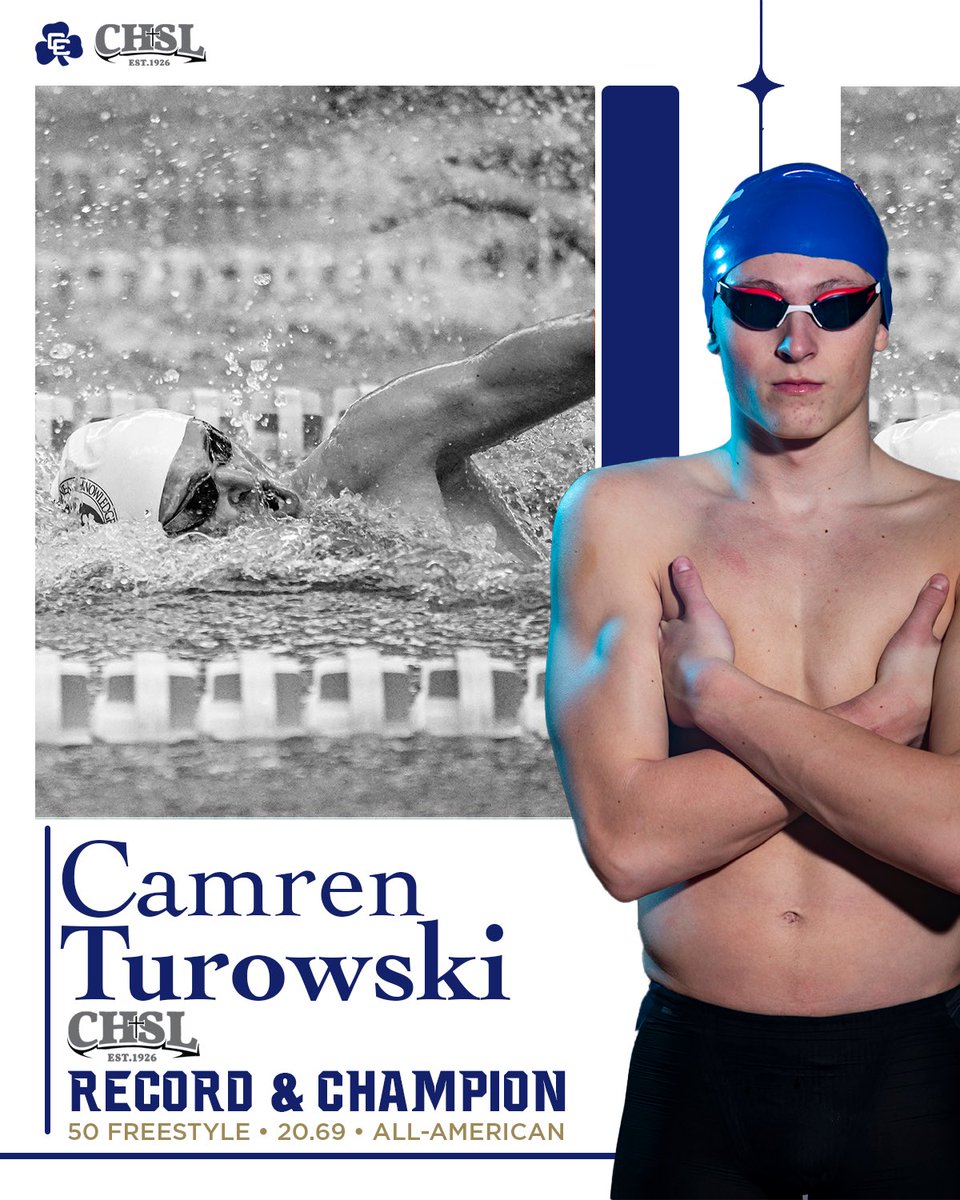Huge swim from Sophomore Camren Turowski this weekend with an All-American, CHSL Record &amp; first place time in the 50 Free with a 20.69. 

Way to go Cam! 

#WEareCC