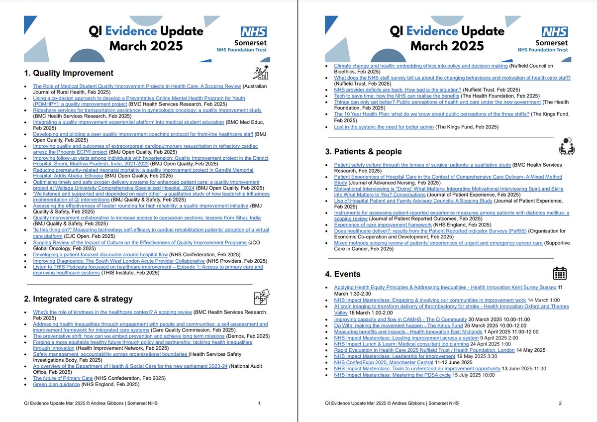 Dr Andrea Gibbons (@andreadgibbons) on Twitter photo ‼️March 2025 QI Evidence Update is hot off the press! Packed with insights & research to improve healthcare from the last month. Now live on The QI Hub. Check it out now! 📷 theqihub.com/post/march-202…
<a href="/FabNHSStuff/">AcademyOfFabStuff</a> <a href="/theQCommunity/">The Q community</a> <a href="/WhoseShoes/">Gill Phillips (WhoseShoes@bsky.social)</a>
<a href="/RoyLilley/">Roy Lilley 💙</a> <a href="/RoaringNurse/">#HelloMyNameIsJoan 💙 🇺🇦</a> <a href="/theQCommunity/">The Q community</a> ‼️March 2025 QI Evidence Update is hot off the press! Packed with insights & research to improve healthcare from the last month. Now live on The QI Hub. Check it out now! 📷 theqihub.com/post/march-202…
<a href="/FabNHSStuff/">AcademyOfFabStuff</a> <a href="/theQCommunity/">The Q community</a> <a href="/WhoseShoes/">Gill Phillips (WhoseShoes@bsky.social)</a>
<a href="/RoyLilley/">Roy Lilley 💙</a> <a href="/RoaringNurse/">#HelloMyNameIsJoan 💙 🇺🇦</a> <a href="/theQCommunity/">The Q community</a>