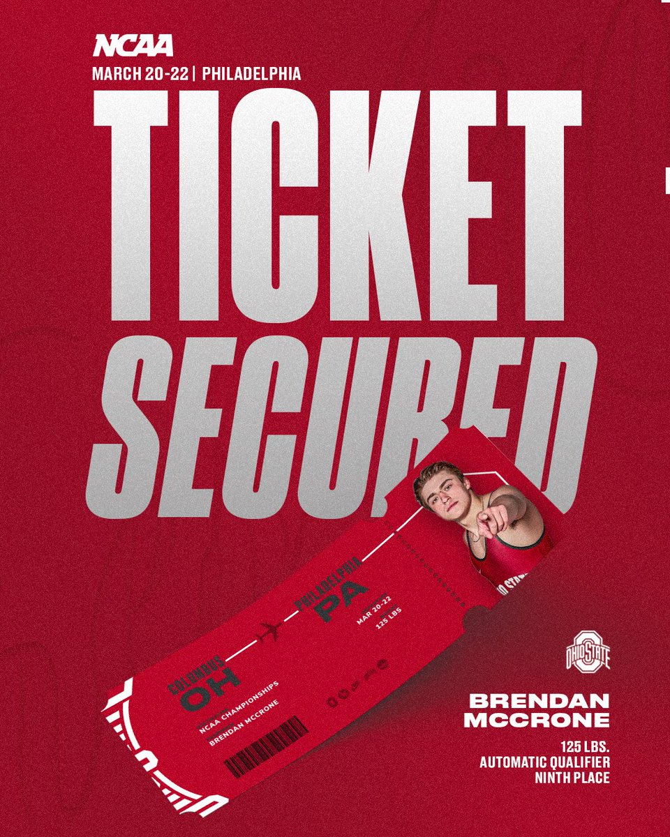 📍𝘽𝙞𝙜 𝙏𝙚𝙣 𝘾𝙝𝙖𝙢𝙥𝙞𝙤𝙣𝙨𝙝𝙞𝙥𝙨 | 9th Place 
125 | PACK YOUR BAGS MIDDLE SCHOOL MCCRONE‼️
No. 7 Brendan McCrone takes the 8-1 decision over No. 5 Joey Cruz (IOWA) to secure a ninth place finish &amp; a ticket to Philly‼️
#GoBucks
