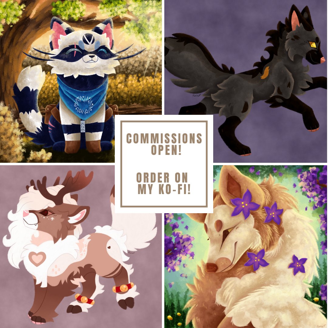 Commissions are open again, taking ten slots this time!
Chibi's, full scenes, full bodies etc. 

You can order through my Ko-Fi: ko-fi.com/foxieful/commi…

Thanks for your time! ♥️

#commissions #artist #ocs #furryart #art #comms #feral #anthro #characterdesign