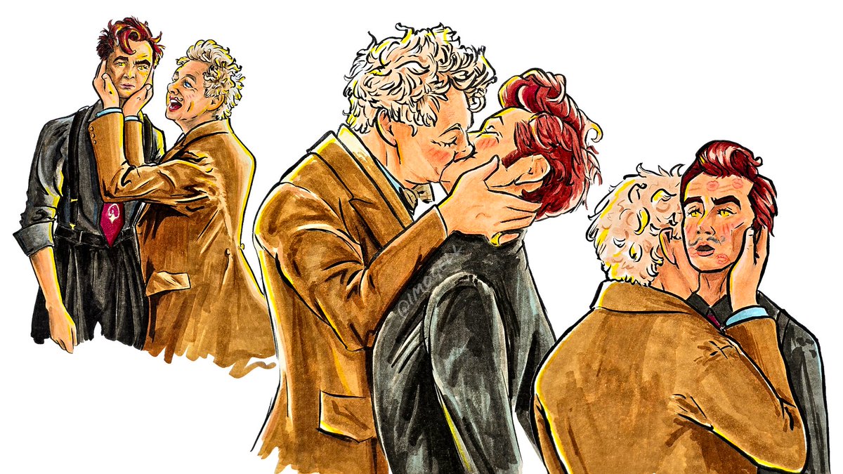 Aziraphale finds a way to thank his demon without saying it, 1941 💋

#GoodOmensFanArt #goodomens #Aziraphale #Crowley